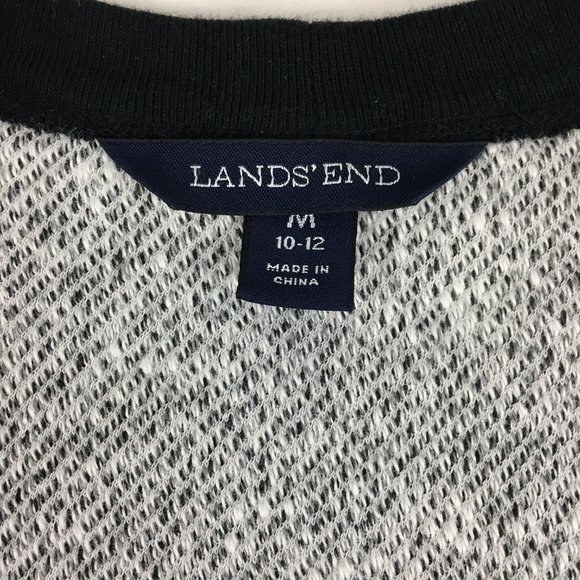 Lands' End Open Front Black & White Marled Cardigan Sweater - Picture 6 of 12